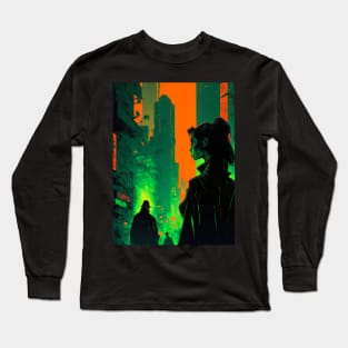 Cyberpunk neon city Long Sleeve T-Shirt